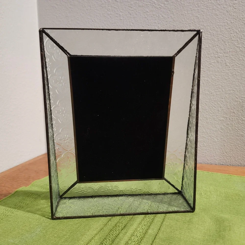 J. Devlin Glass Art Picture Frame 5x7 Embossed Stained Glass Free Standing